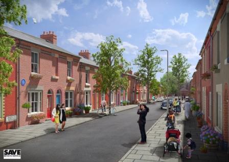 CGI Commissioned by SAVE showing how Madryn Street could look if refurbished and reinhabited